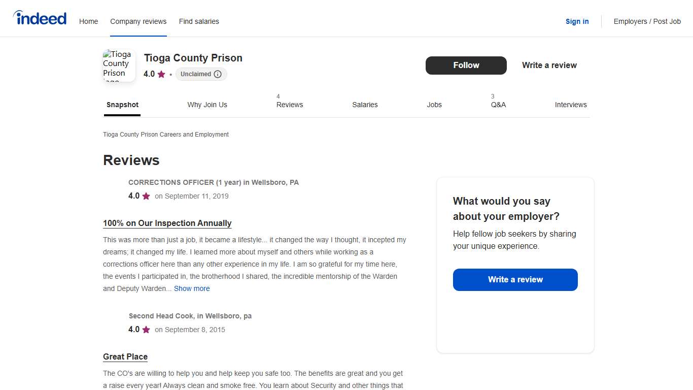 Tioga County Prison Careers and Employment Indeed.com